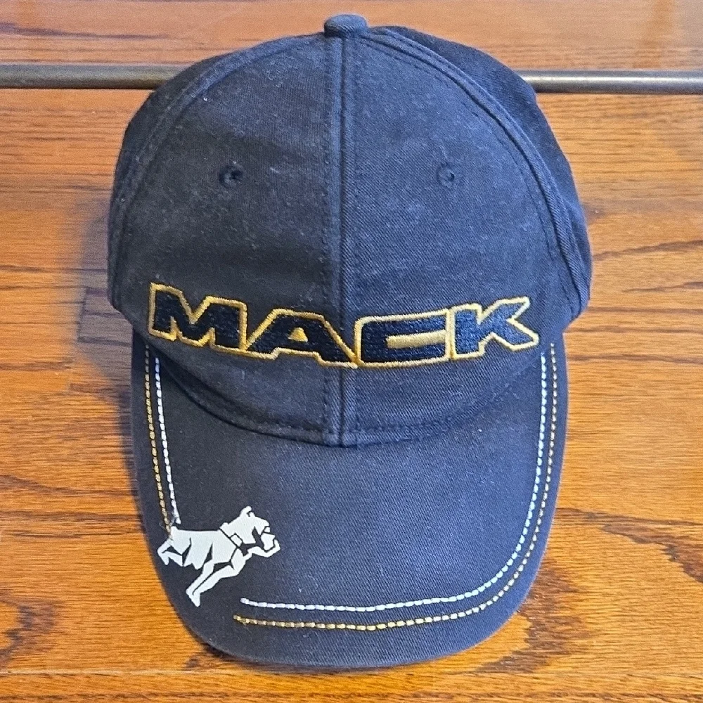 Mack Trucking Co Logo Black and Gold Cotton Adjustable Snap Back Cap - Picture 10 of 10
